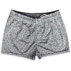 Cheetah Two Tone Cool Grey Shorty Short Gym Shorts 2.5" Inseam Made In USA - Cool Grey Cheetah Two Tone Cool Grey Shorty Short Gym Shorts 2.5" Inseam Made In USA - Cool Grey