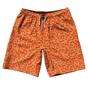 Cheetah Two Tone Light Orange 10" Swim Shorts Made in USA - Light Orange Cheetah Two Tone Light Orange 10" Swim Shorts Made in USA - Light Orange