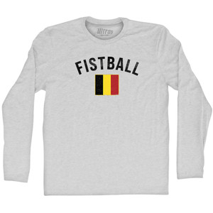 Belgium Fistball Country Flag Adult Cotton Long Sleeve T-shirt - Grey Heather Belgium Fistball Country Flag Adult Cotton Long Sleeve T-shirt - Grey Heather