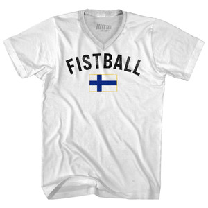Finland Fistball Country Flag Adult Tri-Blend V-neck T-shirt - White Finland Fistball Country Flag Adult Tri-Blend V-neck T-shirt - White