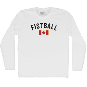 Canada Fistball Country Flag Adult Cotton Long Sleeve T-shirt - White Canada Fistball Country Flag Adult Cotton Long Sleeve T-shirt - White