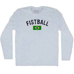 Brazil Fistball Country Flag Adult Tri-Blend Long Sleeve T-shirt - Athletic White Brazil Fistball Country Flag Adult Tri-Blend Long Sleeve T-shirt - Athletic White