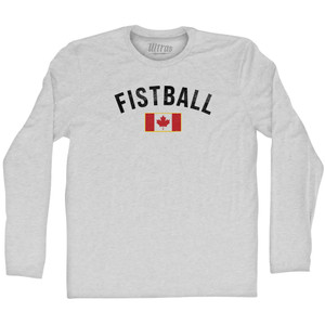 Canada Fistball Country Flag Adult Cotton Long Sleeve T-shirt - Grey Heather Canada Fistball Country Flag Adult Cotton Long Sleeve T-shirt - Grey Heather