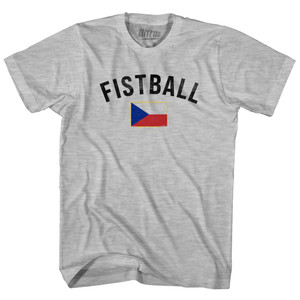 Czech Republic Fistball Country Flag Adult Cotton T-shirt - Grey Heather Czech Republic Fistball Country Flag Adult Cotton T-shirt - Grey Heather