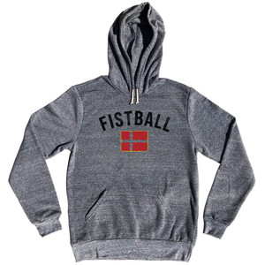 Denmark Fistball Country Flag Tri-Blend Hoodie - Athletic Grey
