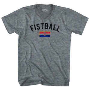Croatia Fistball Country Flag Adult Tri-Blend V-neck T-shirt - Athletic Grey Croatia Fistball Country Flag Adult Tri-Blend V-neck T-shirt - Athletic Grey