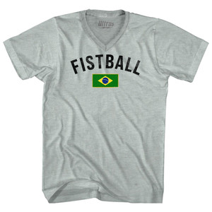 Brazil Fistball Country Flag Adult Tri-Blend V-neck T-shirt - Athletic Cool Grey Brazil Fistball Country Flag Adult Tri-Blend V-neck T-shirt - Athletic Cool Grey