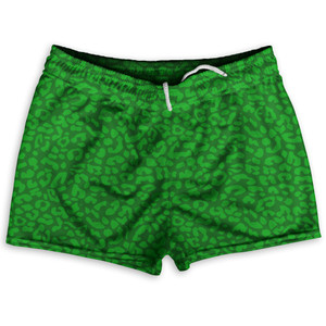 Cheetah Two Tone Kelly Green Shorty Short Gym Shorts 2.5" Inseam Made In USA - Kelly Green Cheetah Two Tone Kelly Green Shorty Short Gym Shorts 2.5" Inseam Made In USA - Kelly Green
