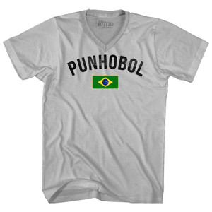 Brazil Punhobol Country Flag Adult Tri-Blend V-neck T-shirt - Cool Grey Brazil Punhobol Country Flag Adult Tri-Blend V-neck T-shirt - Cool Grey