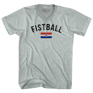 Croatia Fistball Country Flag Adult Tri-Blend V-neck T-shirt - Athletic Cool Grey Croatia Fistball Country Flag Adult Tri-Blend V-neck T-shirt - Athletic Cool Grey