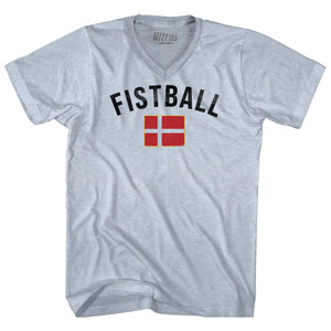 Denmark Fistball Country Flag Adult Tri-Blend V-neck T-shirt - Athletic White Denmark Fistball Country Flag Adult Tri-Blend V-neck T-shirt - Athletic White