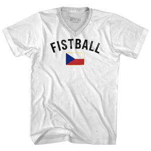 Czech Republic Fistball Country Flag Adult Tri-Blend V-neck T-shirt - White Czech Republic Fistball Country Flag Adult Tri-Blend V-neck T-shirt - White