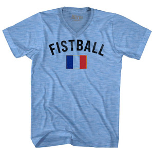 France Fistball Country Flag Adult Tri-Blend V-neck T-shirt - Athletic Blue France Fistball Country Flag Adult Tri-Blend V-neck T-shirt - Athletic Blue