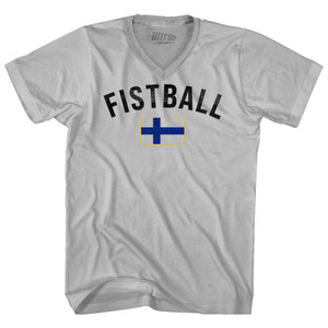 Finland Fistball Country Flag Adult Tri-Blend V-neck T-shirt - Cool Grey Finland Fistball Country Flag Adult Tri-Blend V-neck T-shirt - Cool Grey