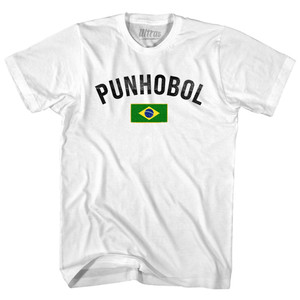 Brazil Punhobol Country Flag Womens Cotton Junior Cut T-Shirt - White Brazil Punhobol Country Flag Womens Cotton Junior Cut T-Shirt - White