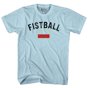 Poland Fistball Country Flag Adult Cotton T-shirt - Light Blue