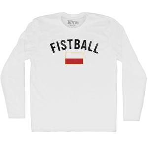 Poland Fistball Country Flag Adult Cotton Long Sleeve T-shirt - White
