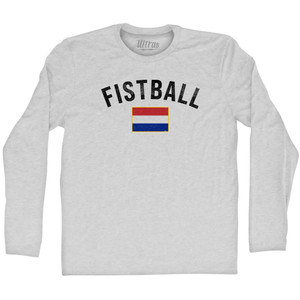 Netherlands Fistball Country Flag Adult Cotton Long Sleeve T-shirt - Grey Heather Netherlands Fistball Country Flag Adult Cotton Long Sleeve T-shirt - Grey Heather