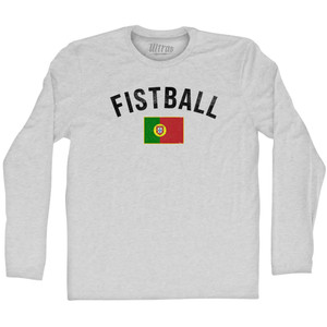 Portugal Fistball Country Flag Adult Cotton Long Sleeve T-shirt - Grey Heather Portugal Fistball Country Flag Adult Cotton Long Sleeve T-shirt - Grey Heather