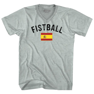 Spain Fistball Country Flag Adult Tri-Blend V-neck T-shirt - Athletic Cool Grey Spain Fistball Country Flag Adult Tri-Blend V-neck T-shirt - Athletic Cool Grey