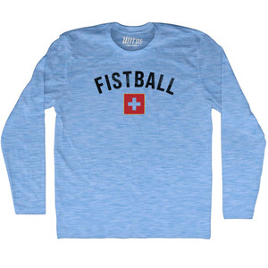 Switzerland Fistball Country Flag Adult Tri-Blend Long Sleeve T-shirt - Athletic Blue