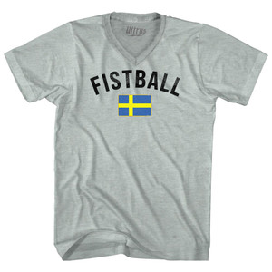Sweden Fistball Country Flag Adult Tri-Blend V-neck T-shirt - Athletic Cool Grey Sweden Fistball Country Flag Adult Tri-Blend V-neck T-shirt - Athletic Cool Grey