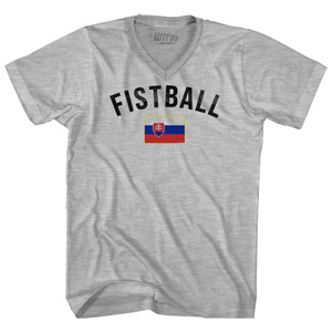 Slovakia Fistball Country Flag Adult Cotton V-neck T-shirt - Grey Heather Slovakia Fistball Country Flag Adult Cotton V-neck T-shirt - Grey Heather