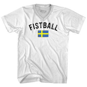 Sweden Fistball Country Flag Adult Tri-Blend V-neck T-shirt - White Sweden Fistball Country Flag Adult Tri-Blend V-neck T-shirt - White