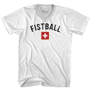 Switzerland Fistball Country Flag Adult Tri-Blend V-neck T-shirt - White