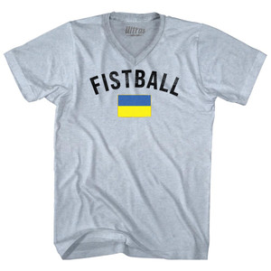 Ukraine Fistball Country Flag Adult Tri-Blend V-neck T-shirt - Athletic White Ukraine Fistball Country Flag Adult Tri-Blend V-neck T-shirt - Athletic White
