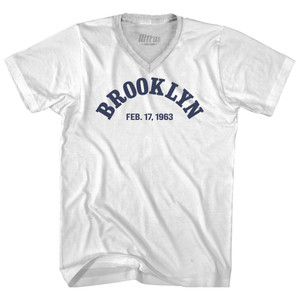 Jordan Birthdate Brooklyn Feb 17 1963 Adult Tri-Blend V-neck T-shirt - White Jordan Birthdate Brooklyn Feb 17 1963 Adult Tri-Blend V-neck T-shirt - White