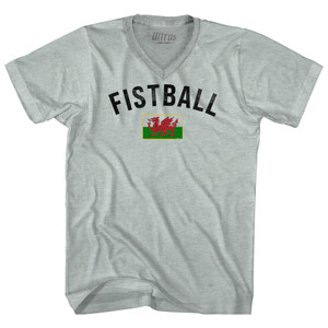 Wales Fistball Country Flag Adult Tri-Blend V-neck T-shirt - Athletic Cool Grey Wales Fistball Country Flag Adult Tri-Blend V-neck T-shirt - Athletic Cool Grey