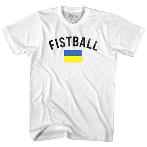 Ukraine Fistball Country Flag Adult Cotton T-shirt - White