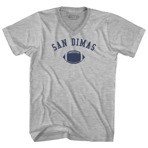 San Dimas Football Adult Cotton V-neck T-shirt - Grey Heather