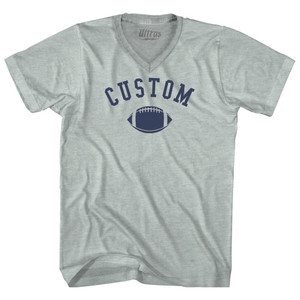 Custom Football Adult Tri-Blend V-neck T-shirt - Athletic Cool Grey Custom Football Adult Tri-Blend V-neck T-shirt - Athletic Cool Grey