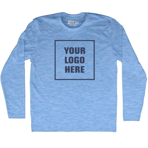 Custom Your Logo Here Adult Tri-Blend Long Sleeve T-shirt - Athletic Blue