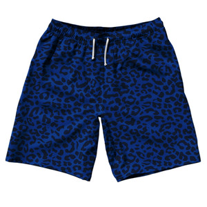 Cheetah Two Tone Royal Blue 10" Swim Shorts Made in USA - Royal Blue Cheetah Two Tone Royal Blue 10" Swim Shorts Made in USA - Royal Blue