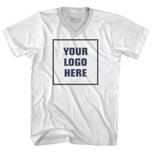 Custom Your Logo Here Adult Tri-Blend V-neck T-shirt - White