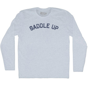 Saddle Up Adult Tri-Blend Long Sleeve T-shirt - Athletic White