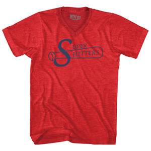 Super Hitters Adult Tri-Blend V-neck T-shirt - Athletic Red
