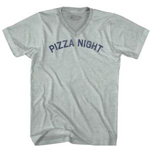 Pizza Night Adult Tri-Blend V-neck T-shirt - Athletic Cool Grey