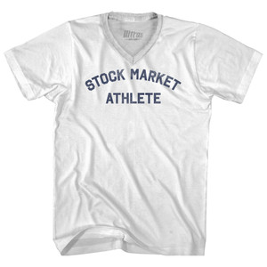 Stock Market Athlete Adult Tri-Blend V-neck T-shirt - White