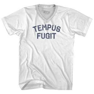 Tempus Fugit Adult Tri-Blend V-neck T-shirt - White