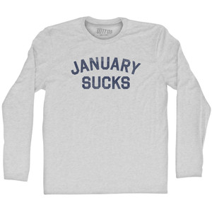 January Sucks Adult Cotton Long Sleeve T-shirt - Grey Heather January Sucks Adult Cotton Long Sleeve T-shirt - Grey Heather