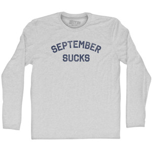 September Sucks Adult Cotton Long Sleeve T-shirt - Grey Heather