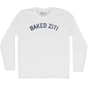 Baked Ziti Adult Cotton Long Sleeve T-shirt - White