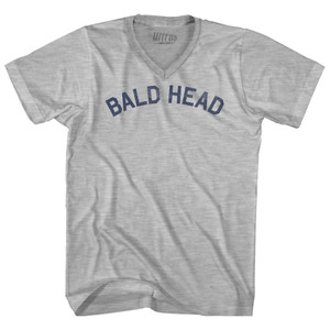 Bald Head Adult Cotton V-neck T-shirt - Grey Heather