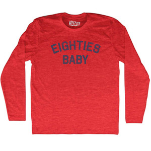 Eighties Baby Adult Tri-Blend Long Sleeve T-shirt - Athletic Red