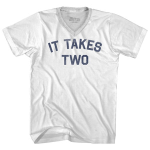 It Takes Two Adult Tri-Blend V-neck T-shirt - White