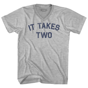 It Takes Two Adult Cotton V-neck T-shirt - Grey Heather